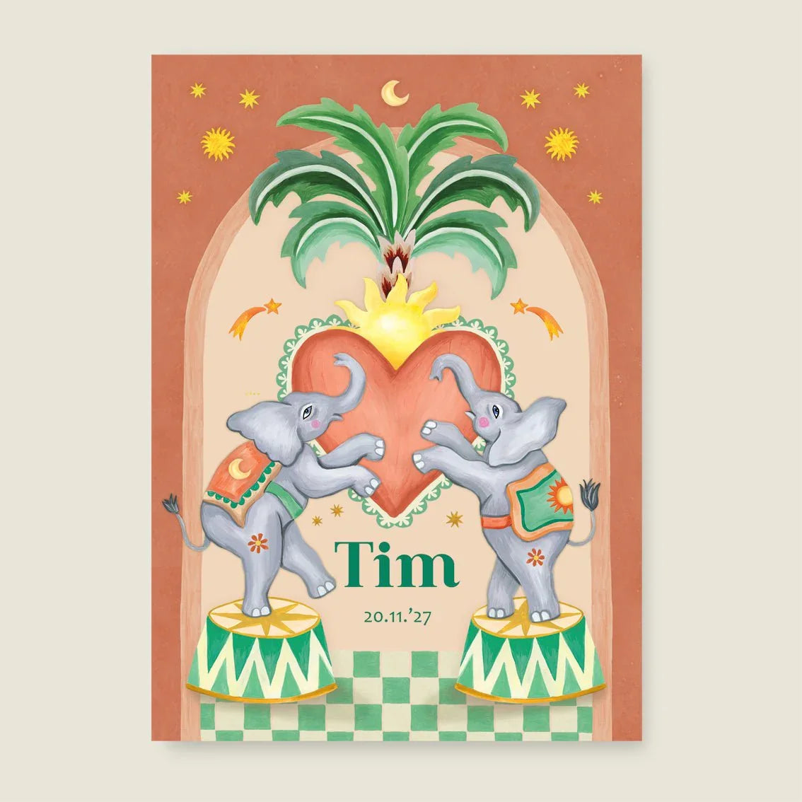 Print Two Happy Elephants - Story of July
