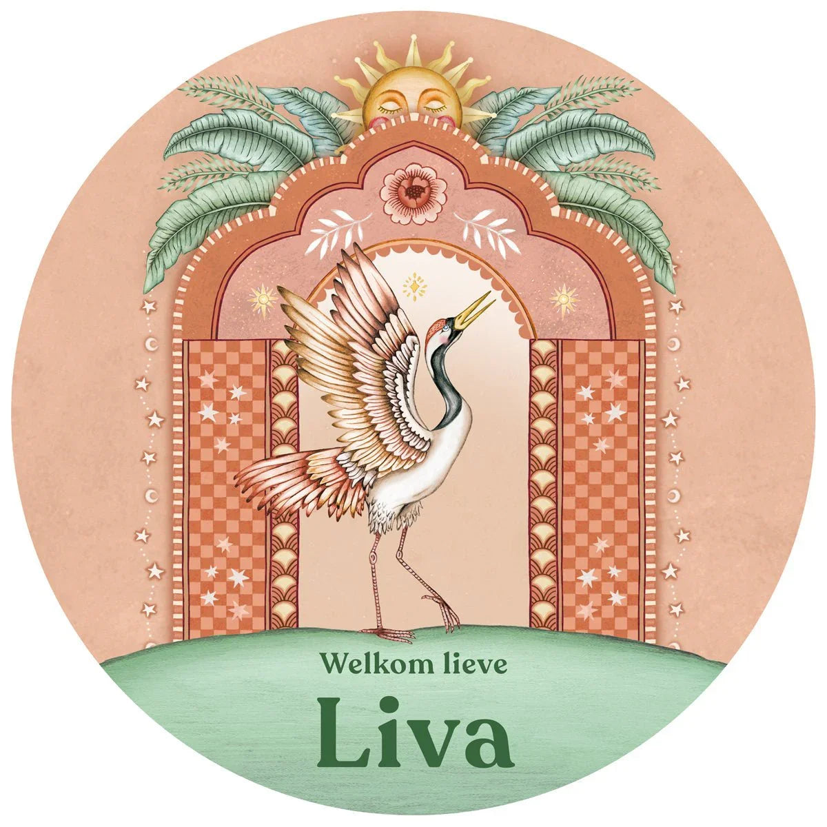 Raamsticker Crane Bird Terra - Story of July