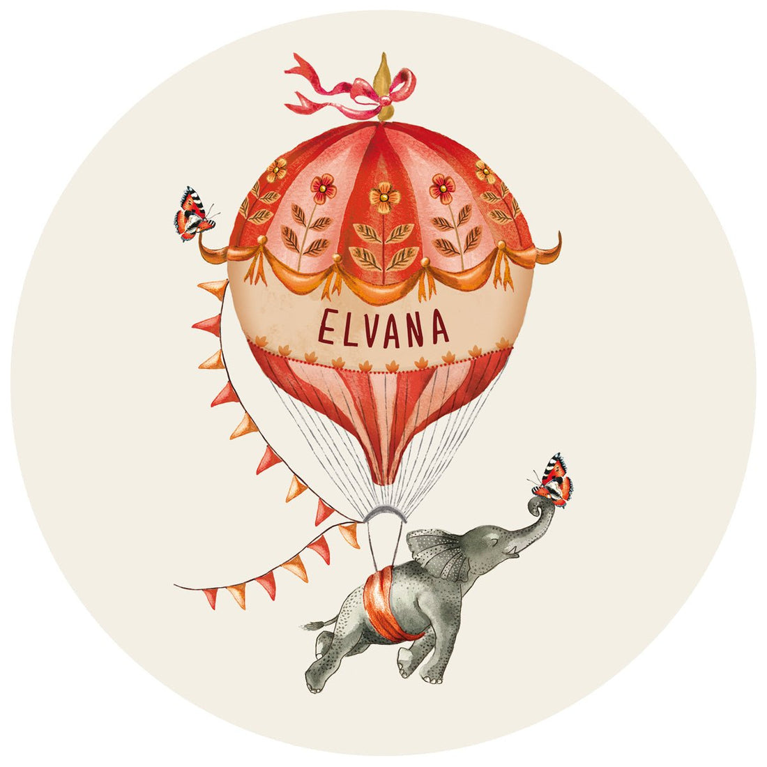 Raamsticker Elephant Balloon Orange - Story of July