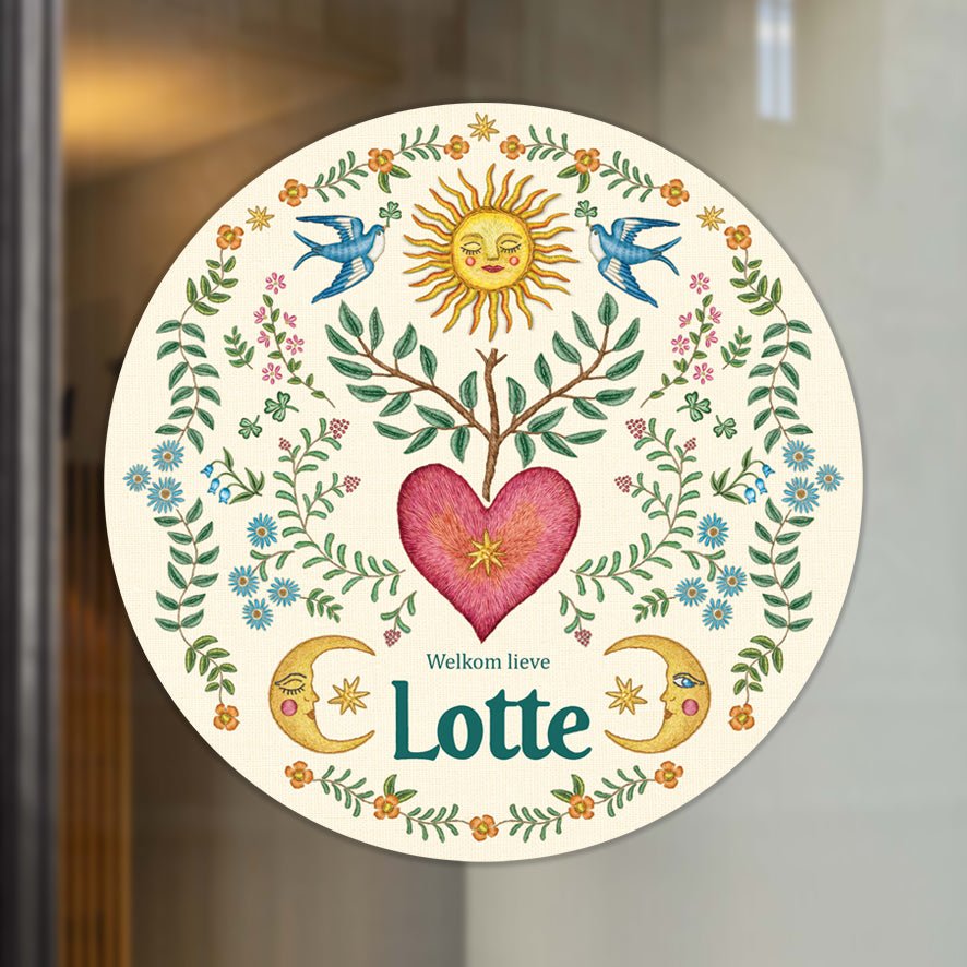 Raamsticker Embroider Heart - Story of July