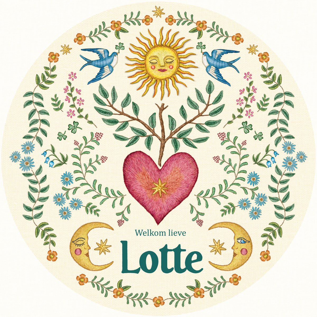 Raamsticker Embroider Heart - Story of July