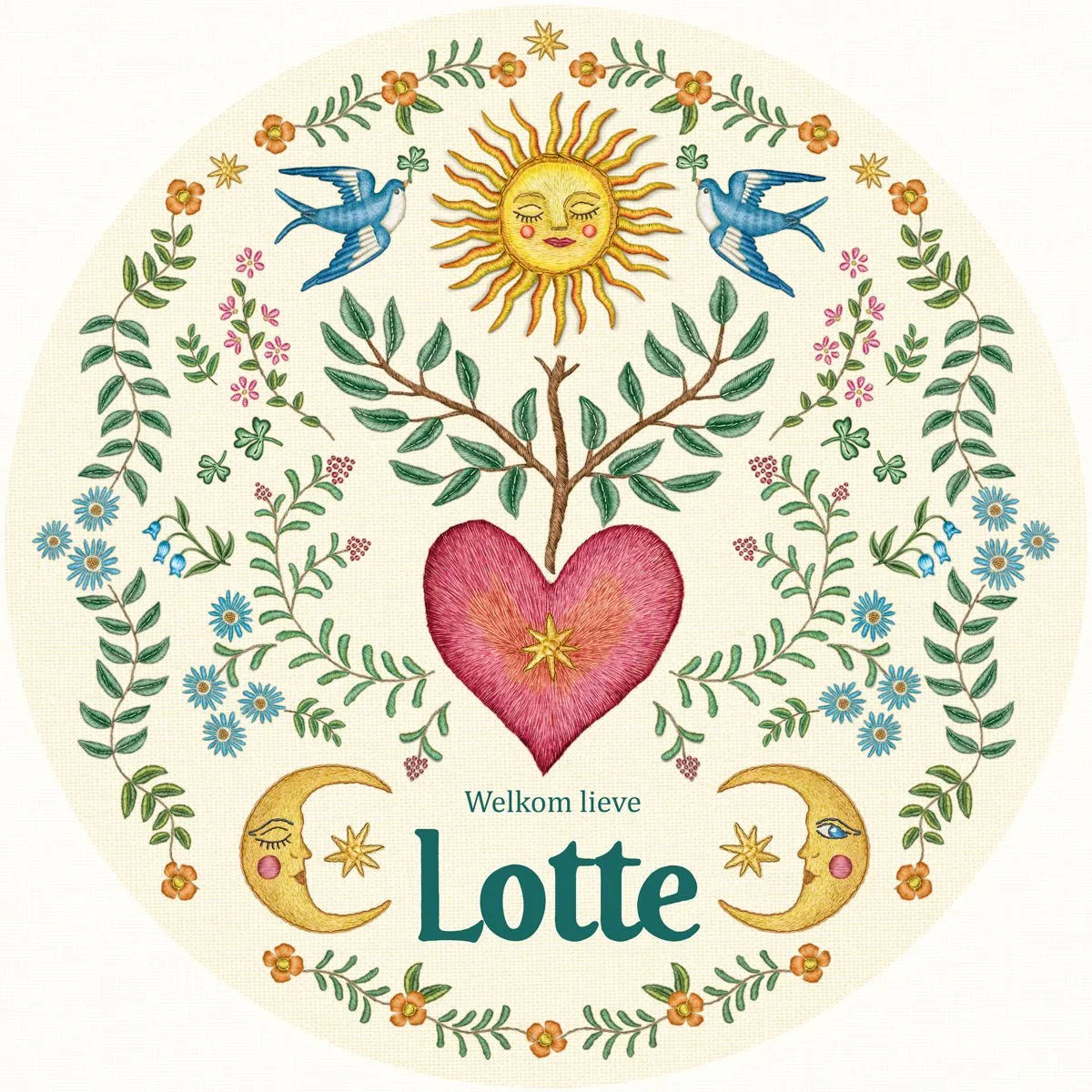 Raamsticker Embroider Heart - Story of July