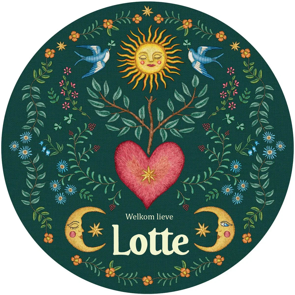 Raamsticker Embroider Heart Green - Story of July