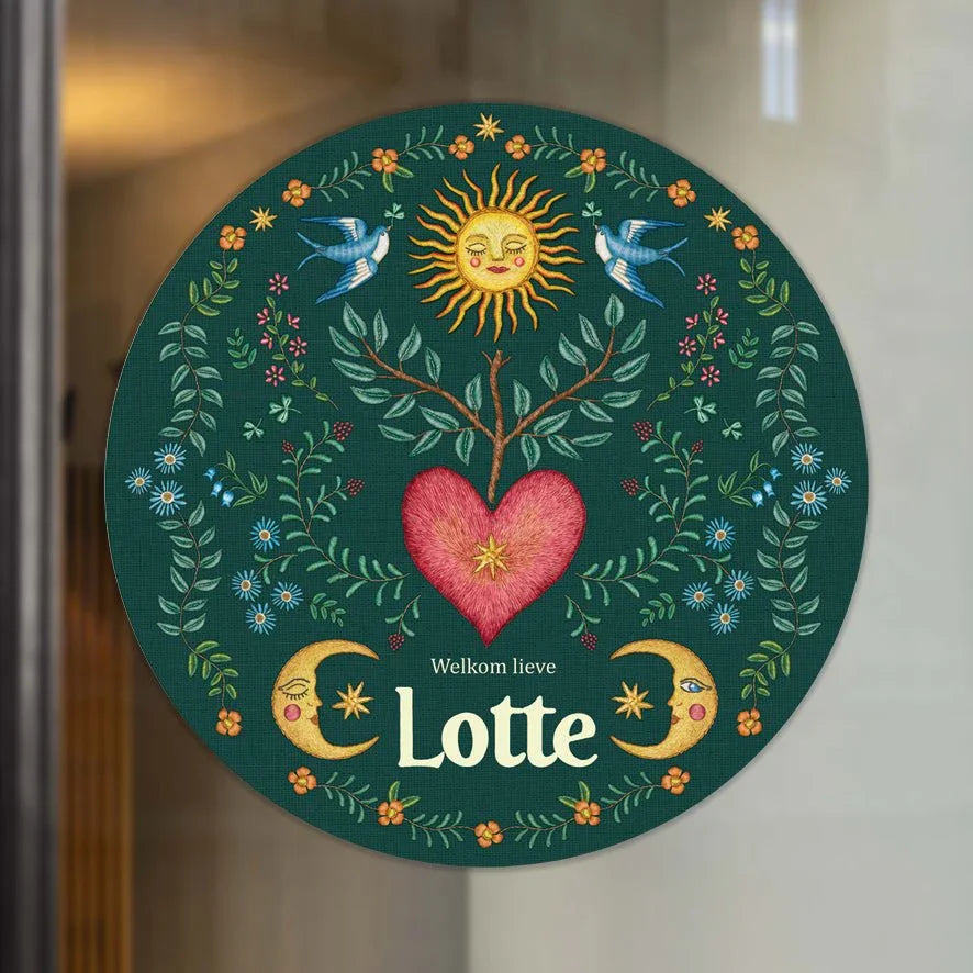 Raamsticker Embroider Heart Green - Story of July