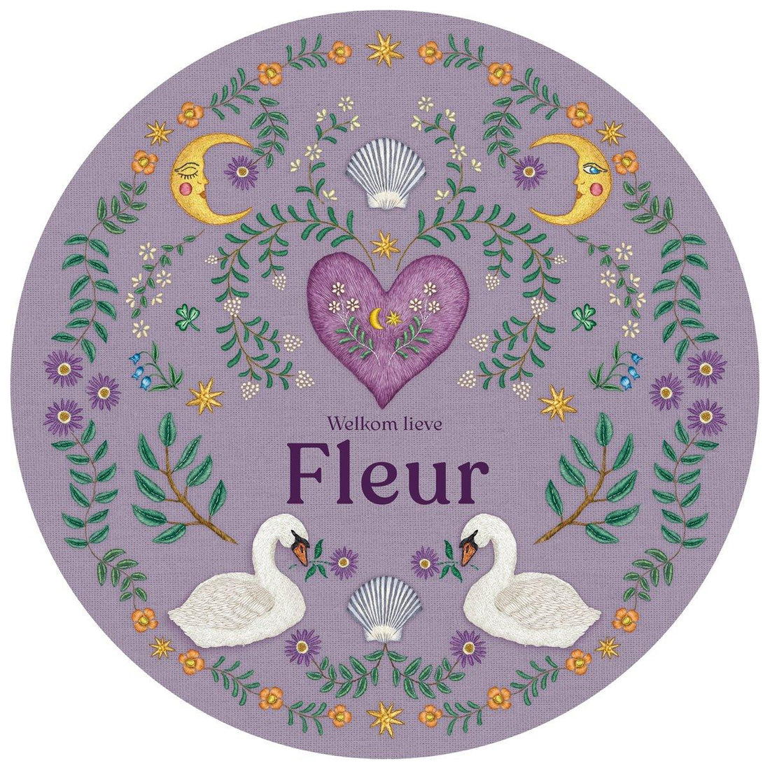 Raamsticker Embroider Swan Purple - Story of July