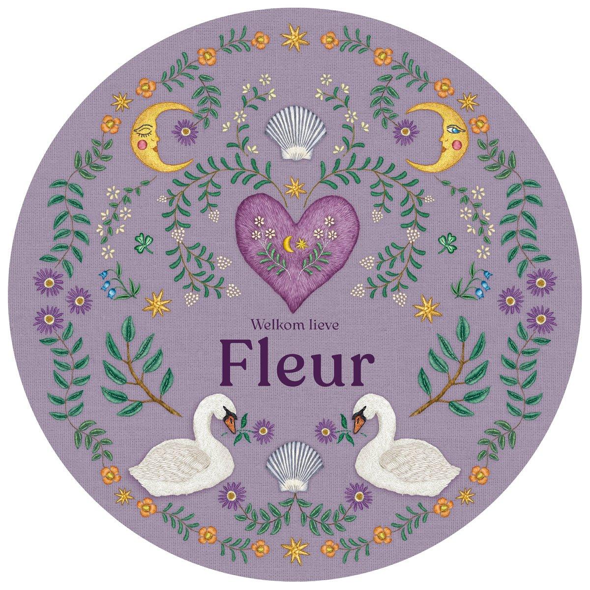 Raamsticker Embroider Swan Purple - Story of July