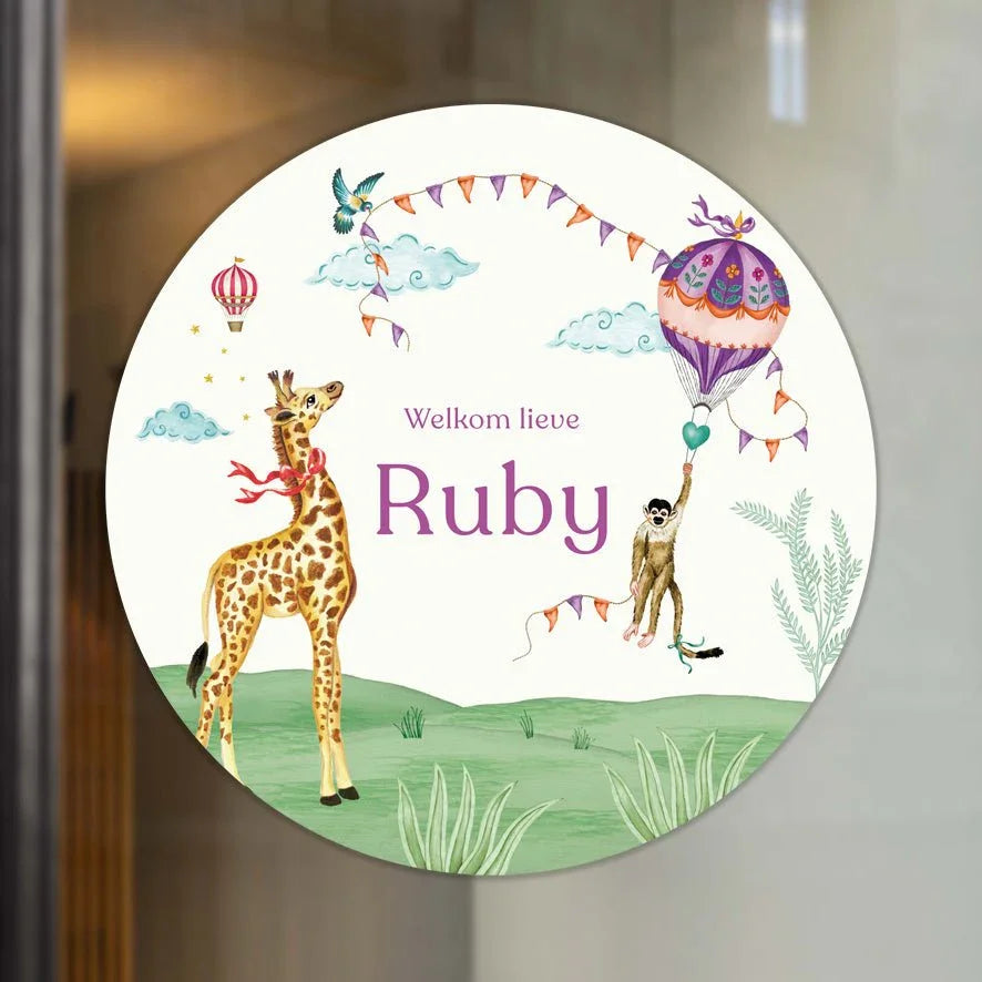 Raamsticker Monkey & Giraffe - Story of July