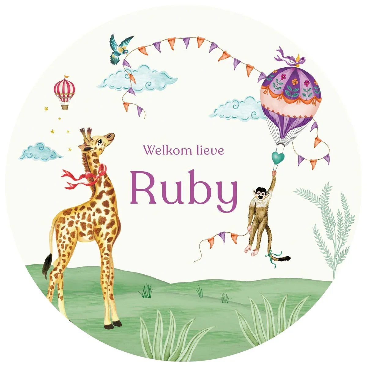 Raamsticker Monkey & Giraffe - Story of July