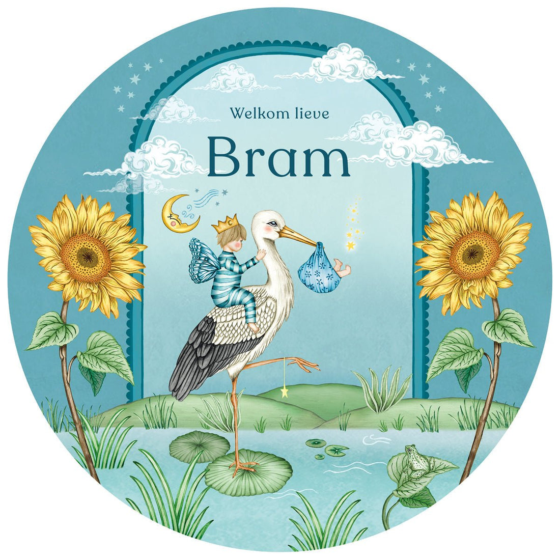 Raamsticker Stork & Baby Brother - Story of July