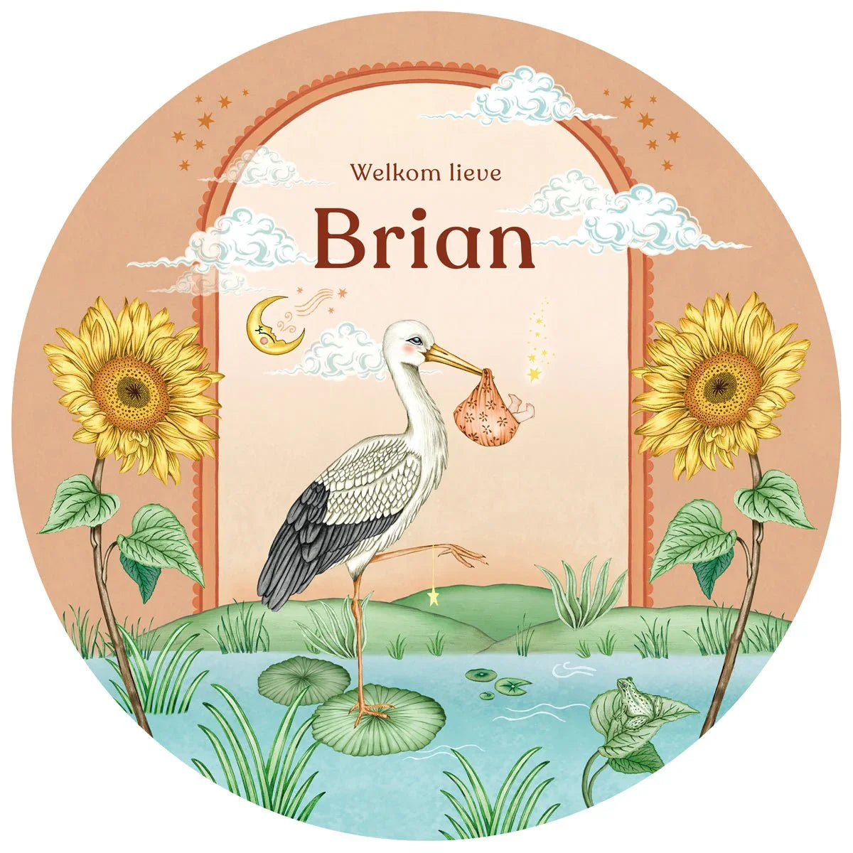 Raamsticker Stork & Baby Terra - Story of July