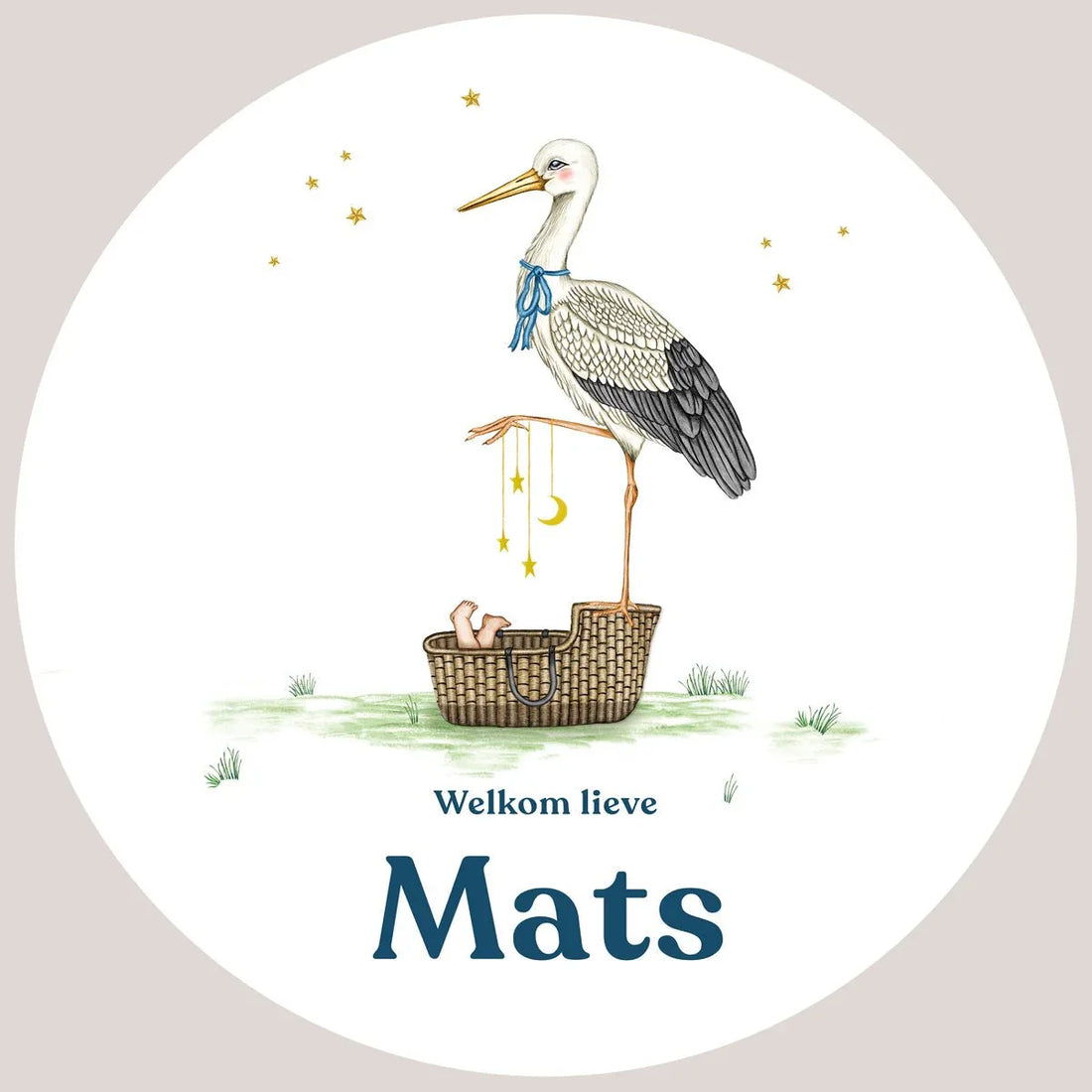 Raamsticker Stork Basket - Story of July