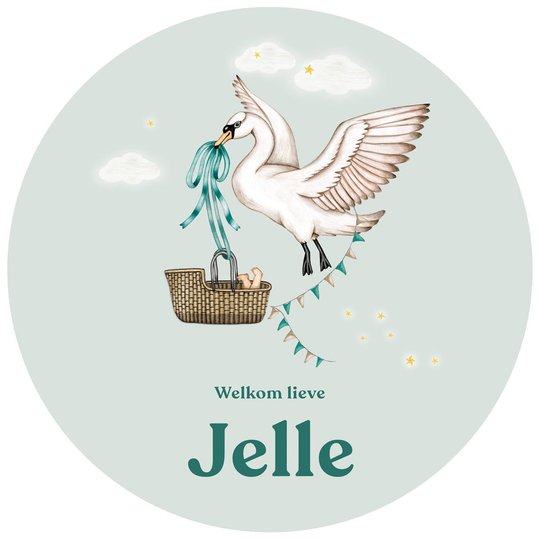 Raamsticker Swan Basket Green - Story of July
