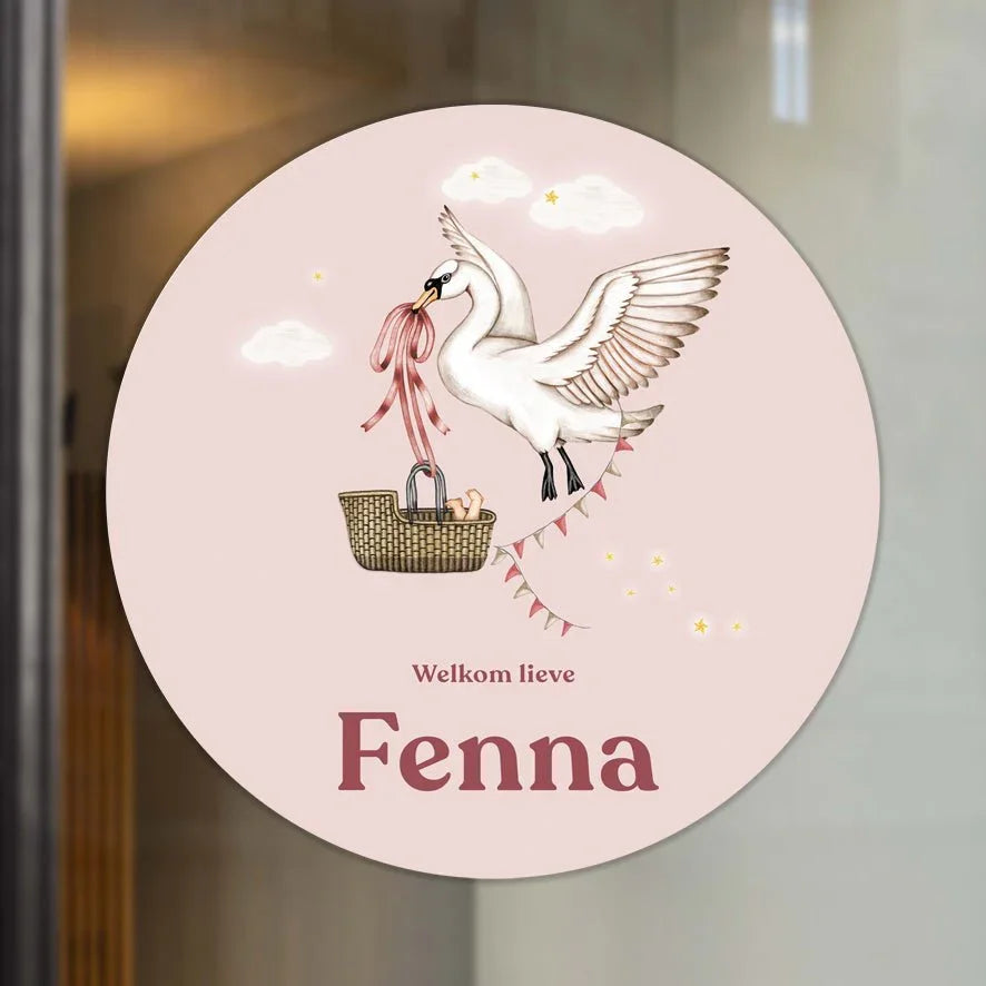Raamsticker Swan Basket Pink - Story of July
