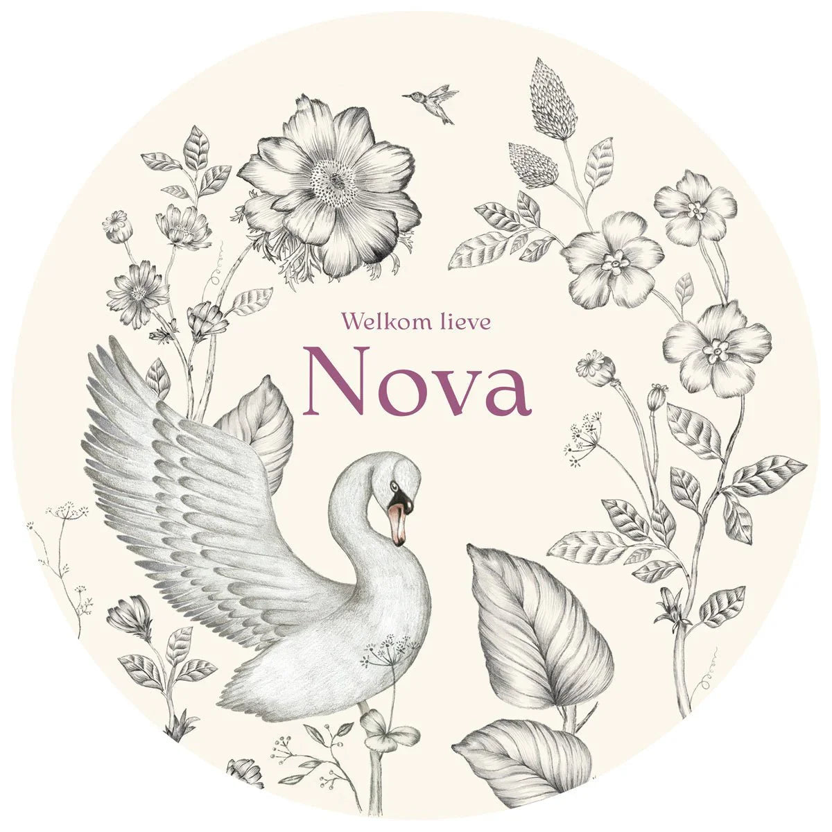 Raamsticker Swan Flowers Offwhite - Story of July