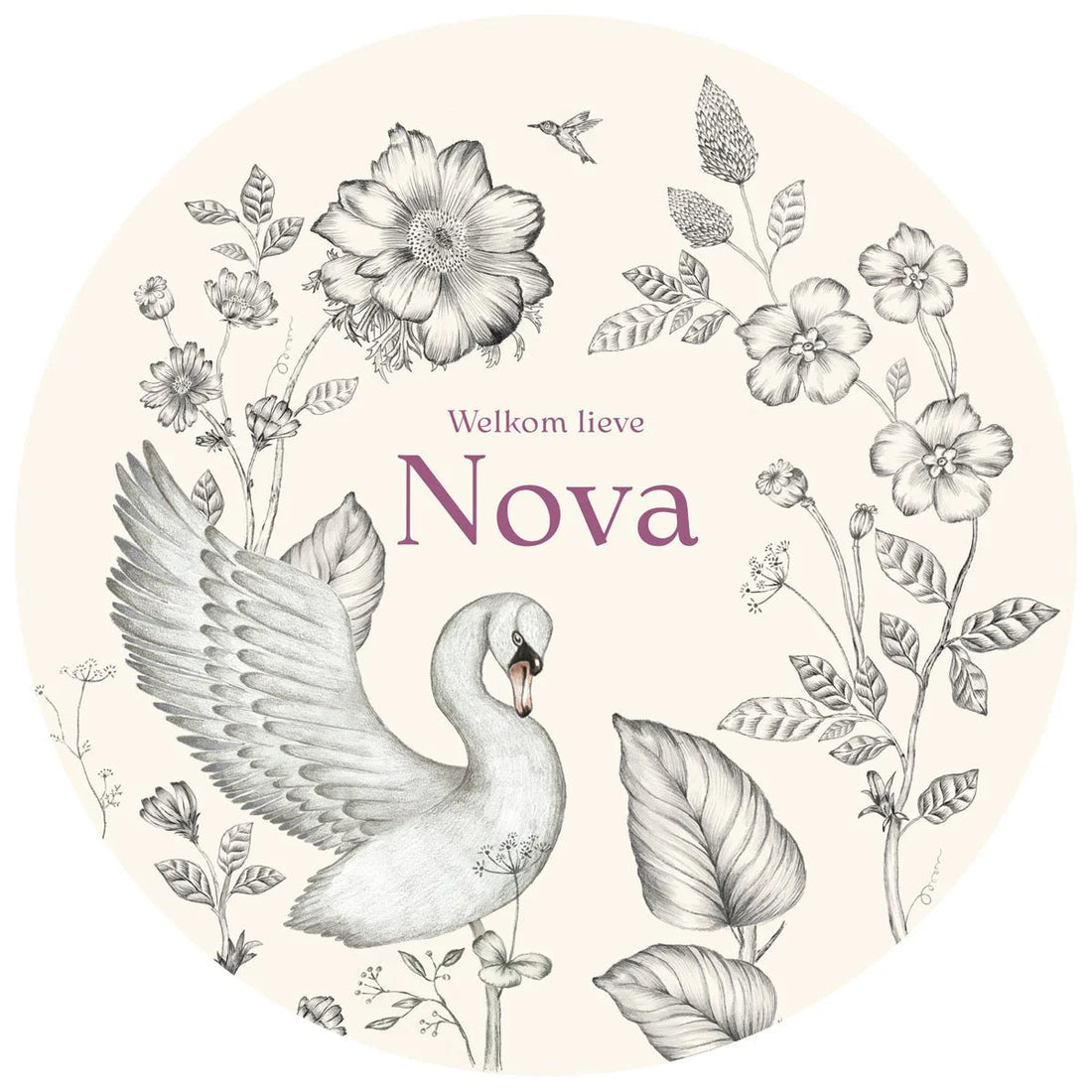 Raamsticker Swan Flowers Offwhite - Story of July