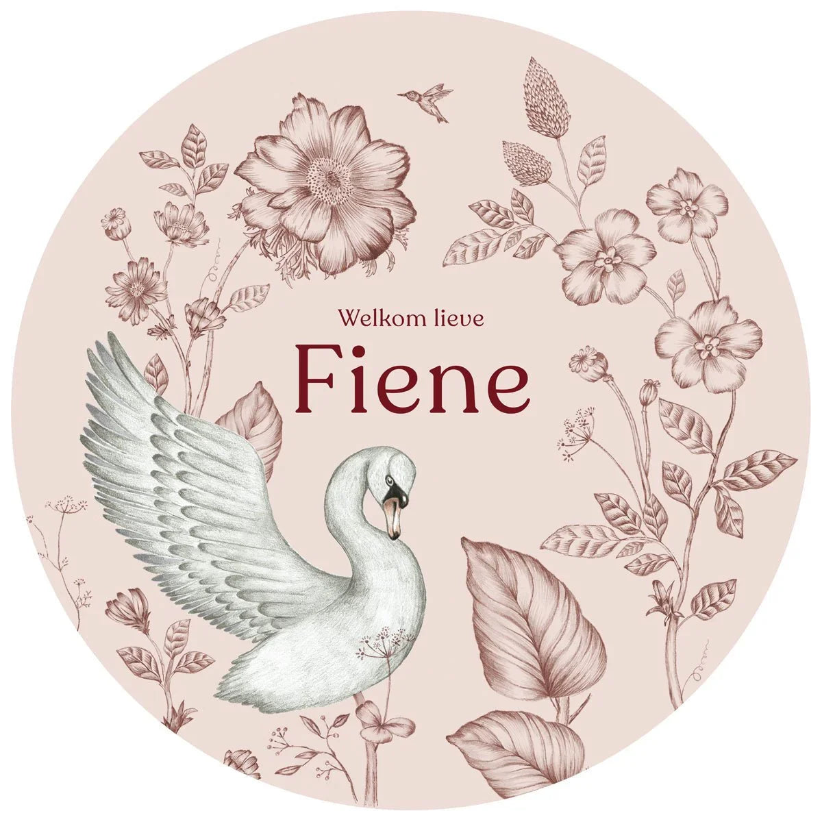 Raamsticker Swan Flowers Pink - Story of July