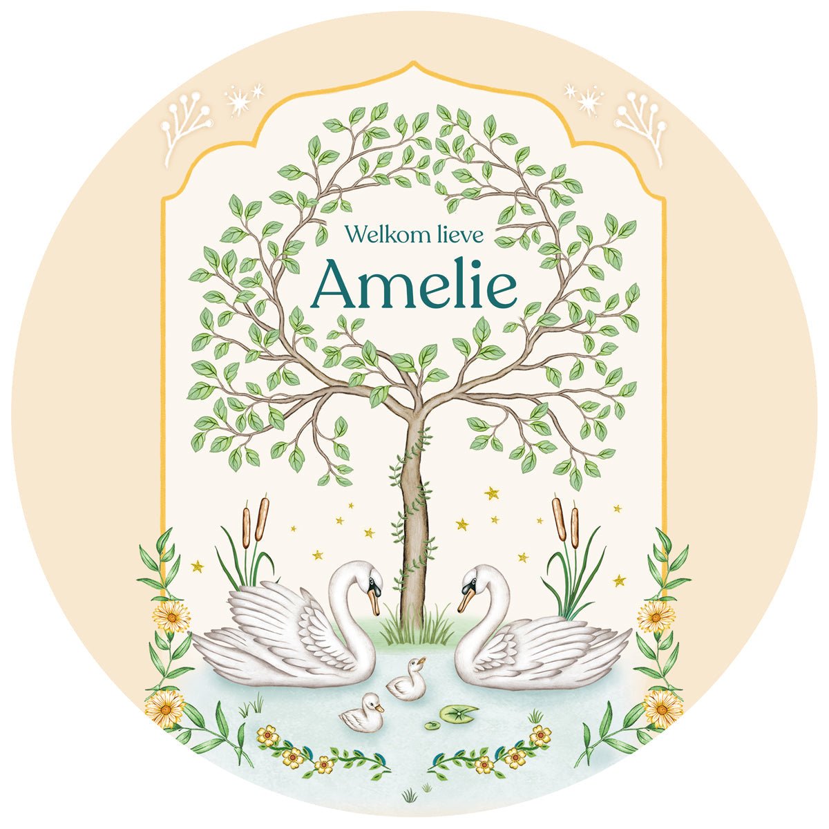 Raamsticker Swan Tree - Story of July