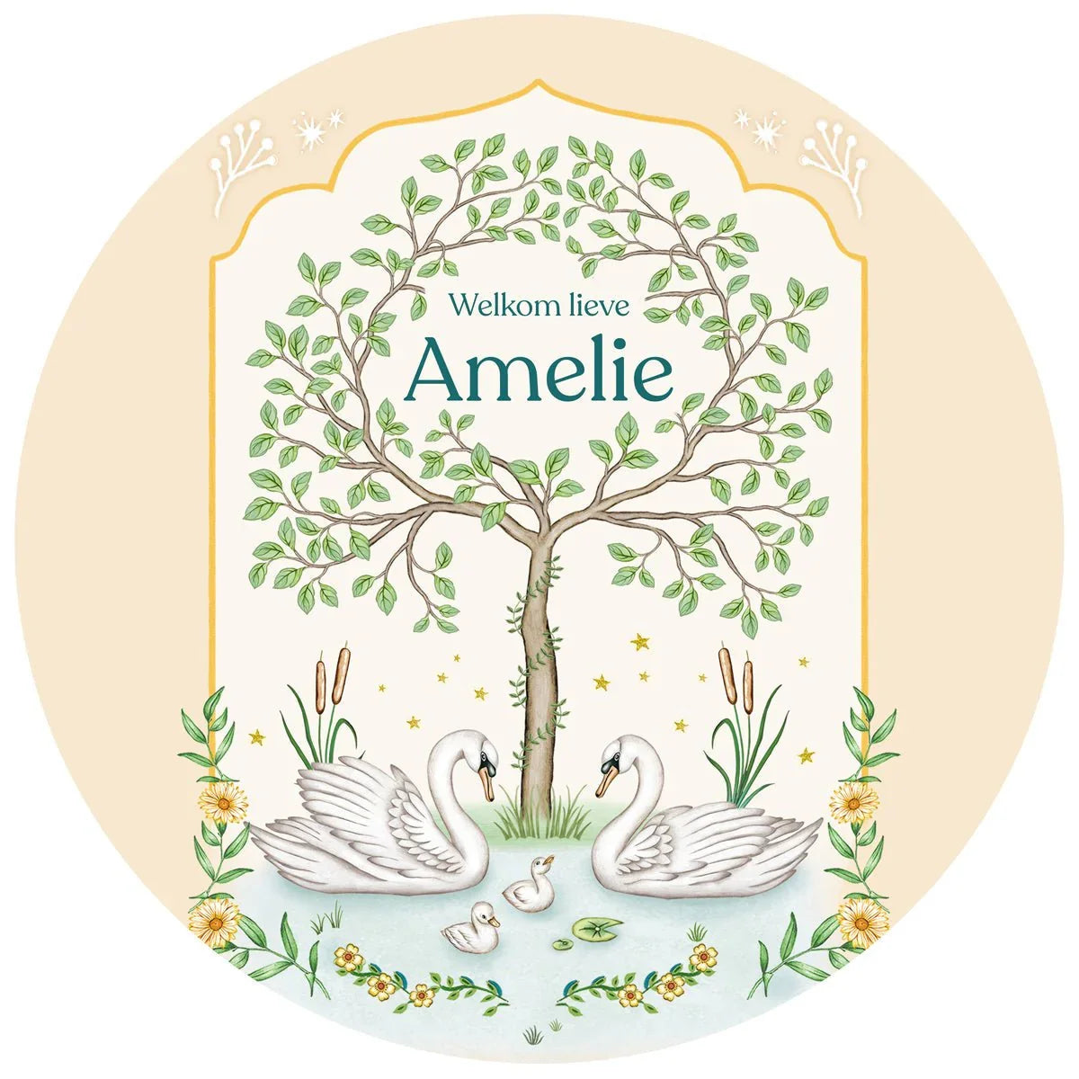 Raamsticker Swan Tree - Story of July