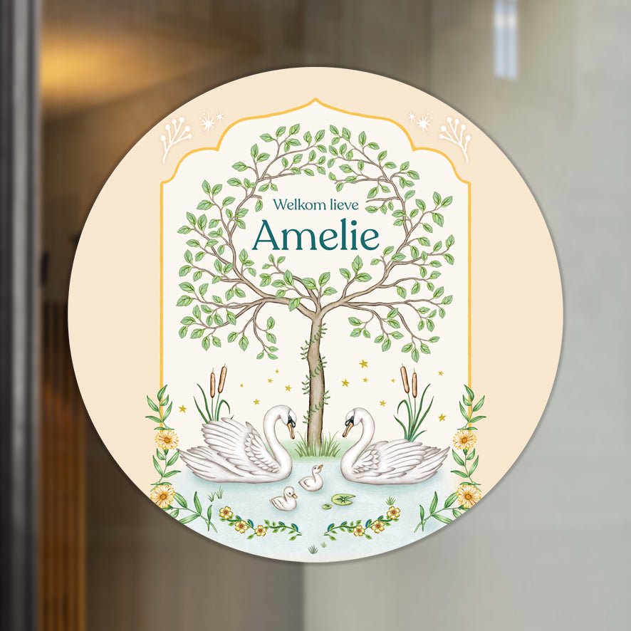 Raamsticker Swan Tree - Story of July