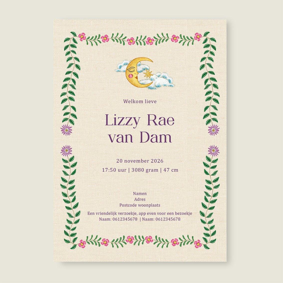 Sample Embroider Flower Swan Lila - Story of July