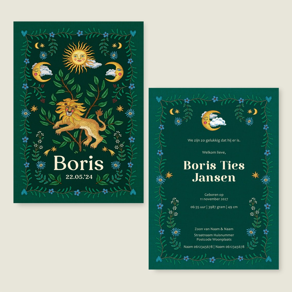 Sample Embroider Lion Dark Green - Story of July