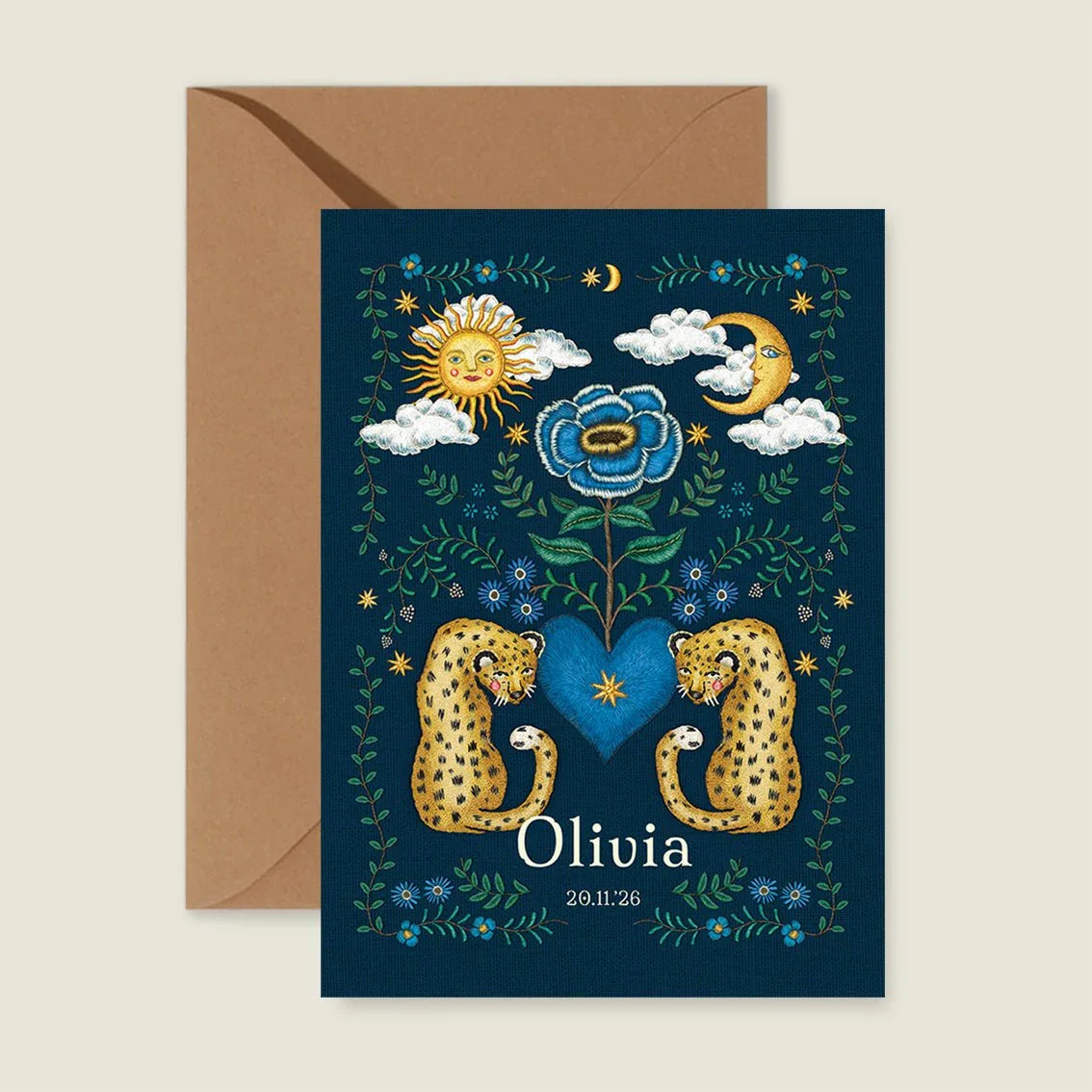 Sample Embroider Panter Flower Blue - Story of July