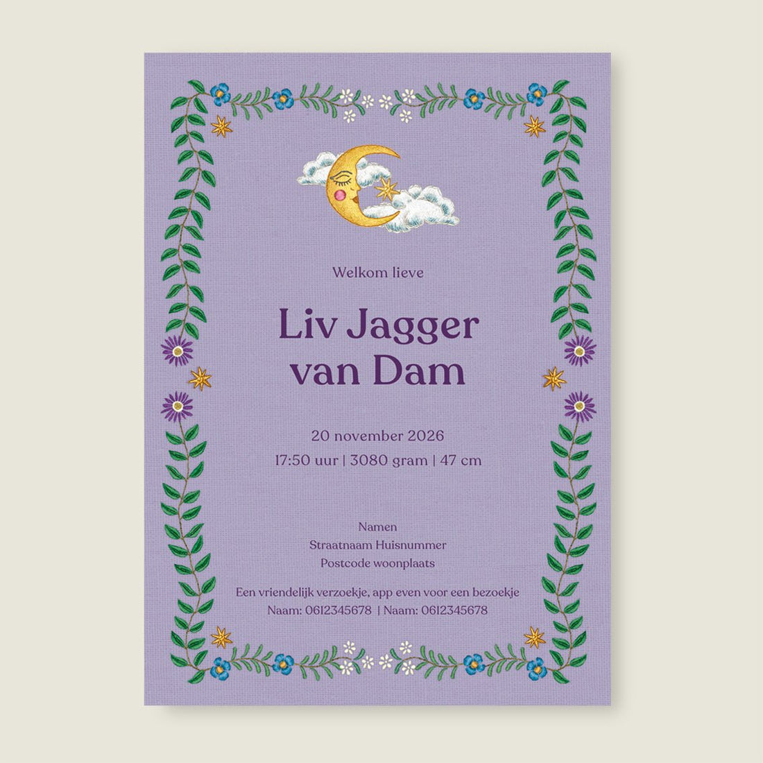 Sample Embroider Rabbit Paars - Story of July