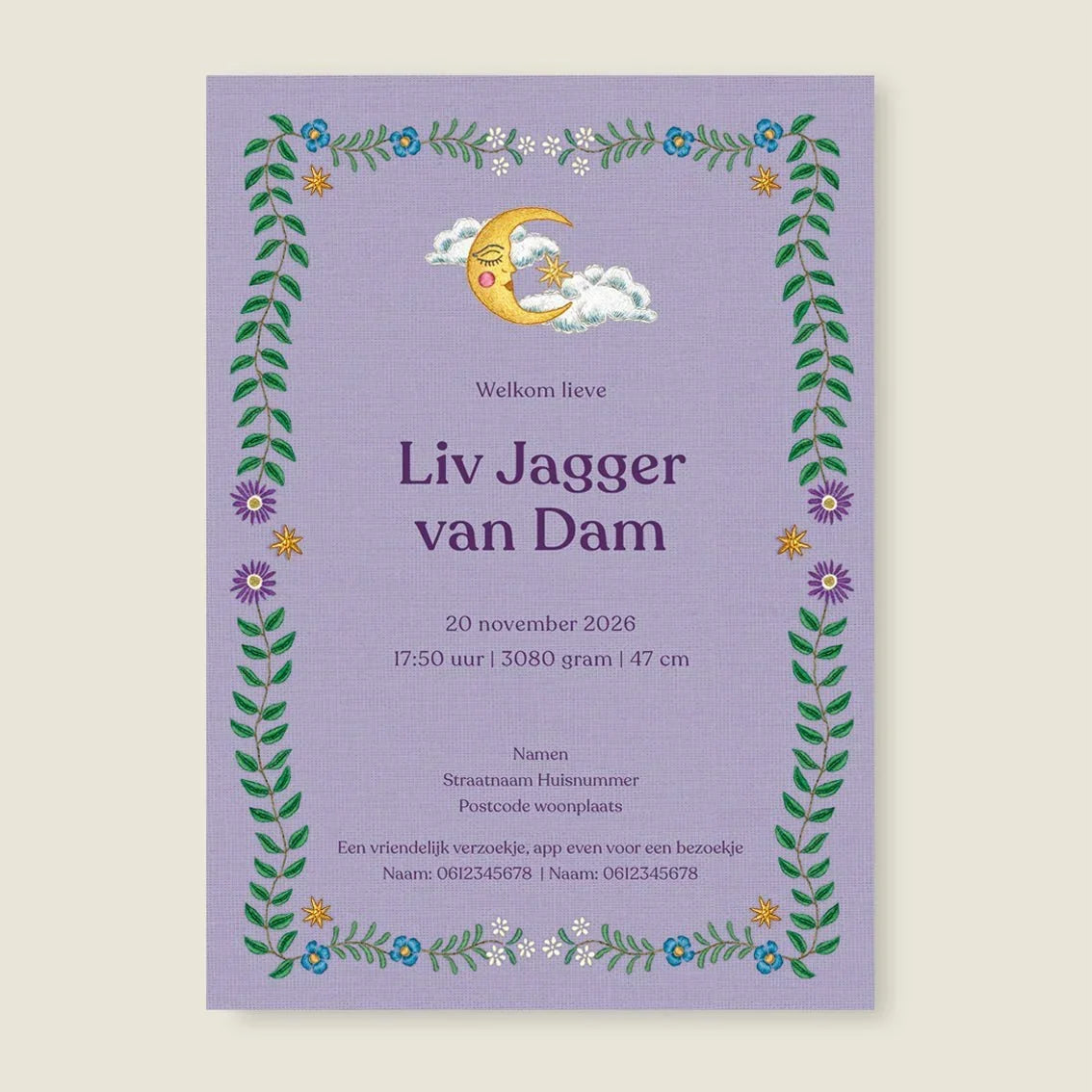 Sample Embroider Rabbit Paars - Story of July