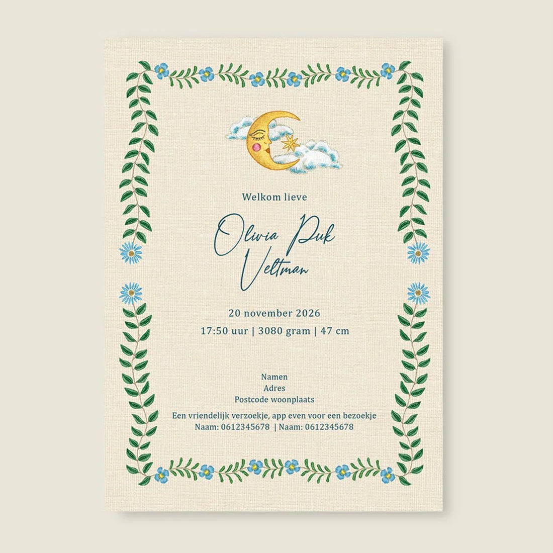 Sample Embroider Swan Heart Blue - Story of July