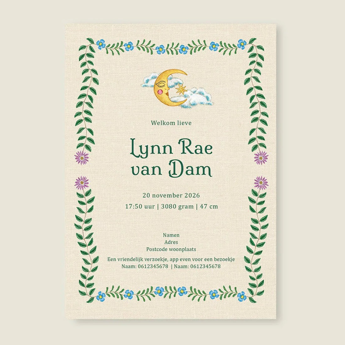 Sample Embroider Swan Heart Darkgreen - Story of July