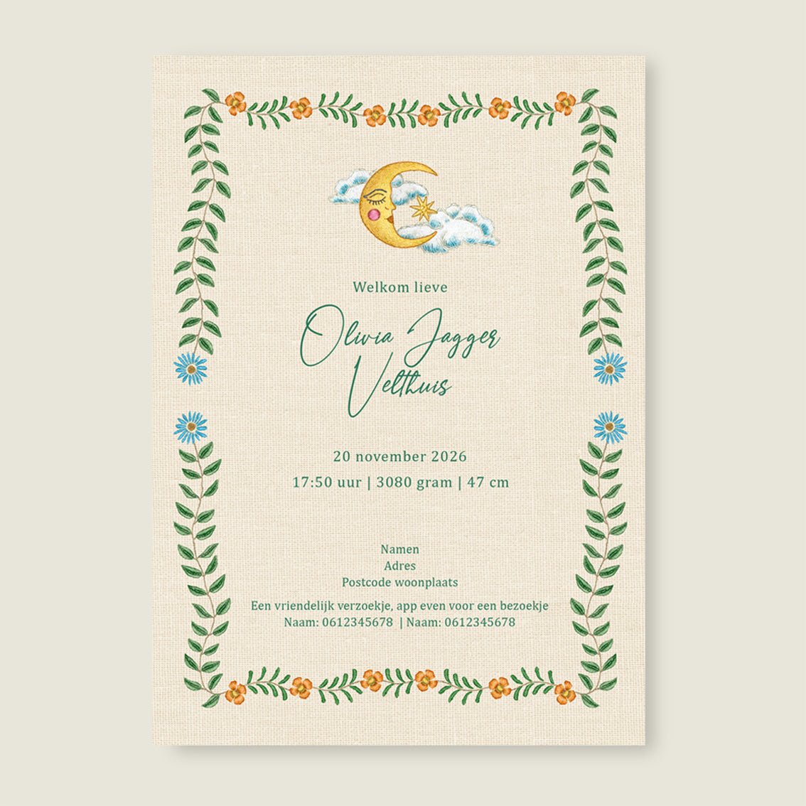 Sample Embroider Swan Heart Light Green - Story of July