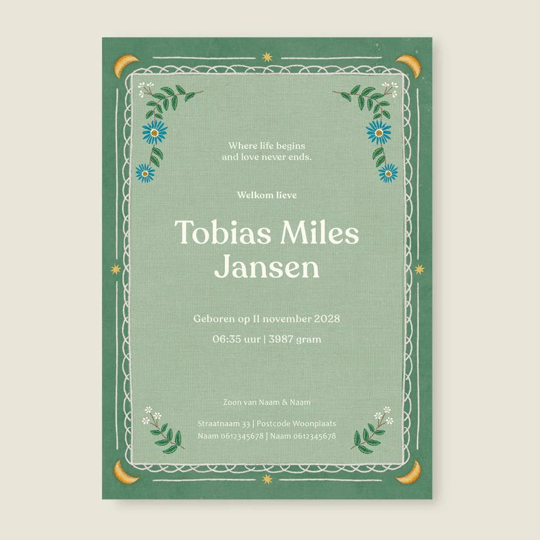 Sample Heart Bird Green - Story of July