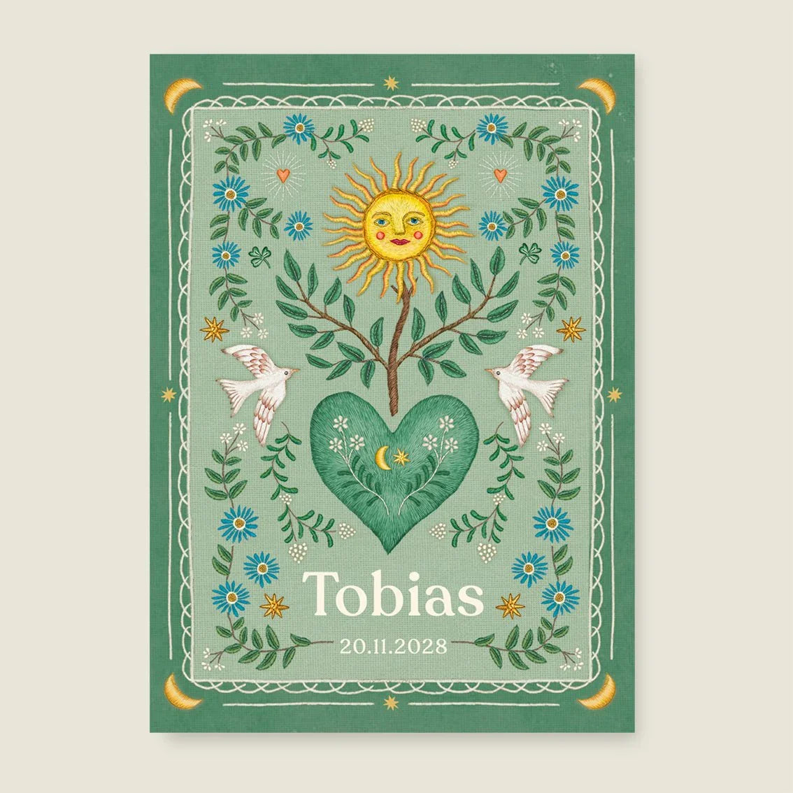 Sample Heart Bird Green - Story of July