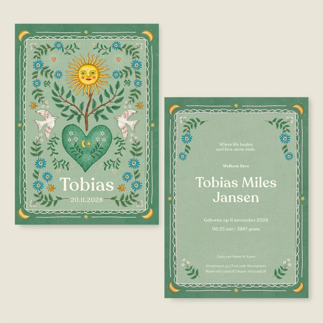 Sample Heart Bird Green - Story of July