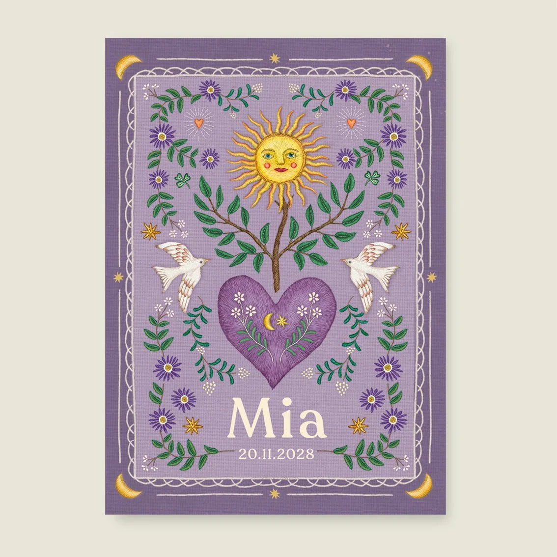 Sample Heart Bird Paars - Story of July