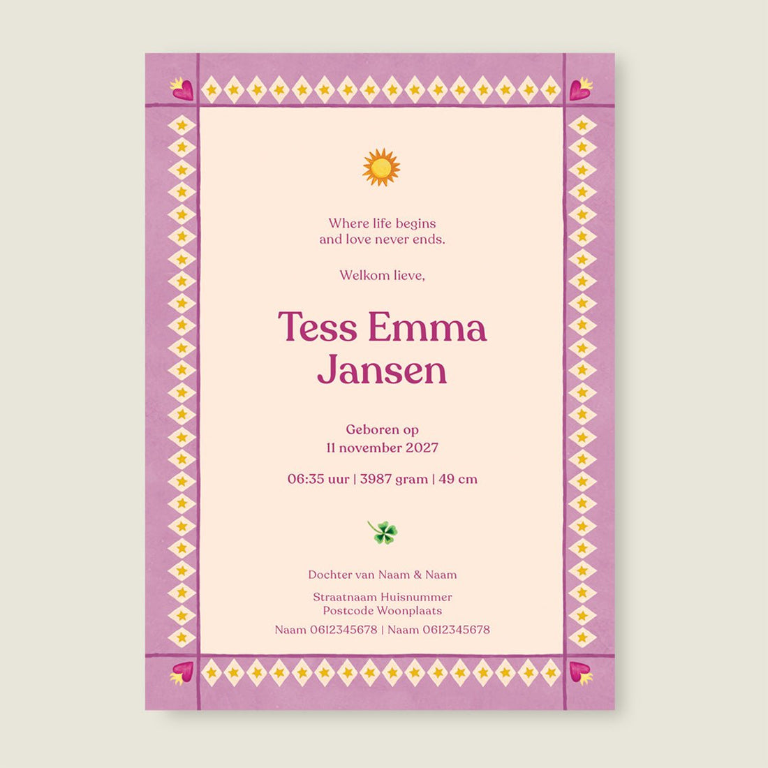 Sample Lovely Lion Heart Pink - Story of July