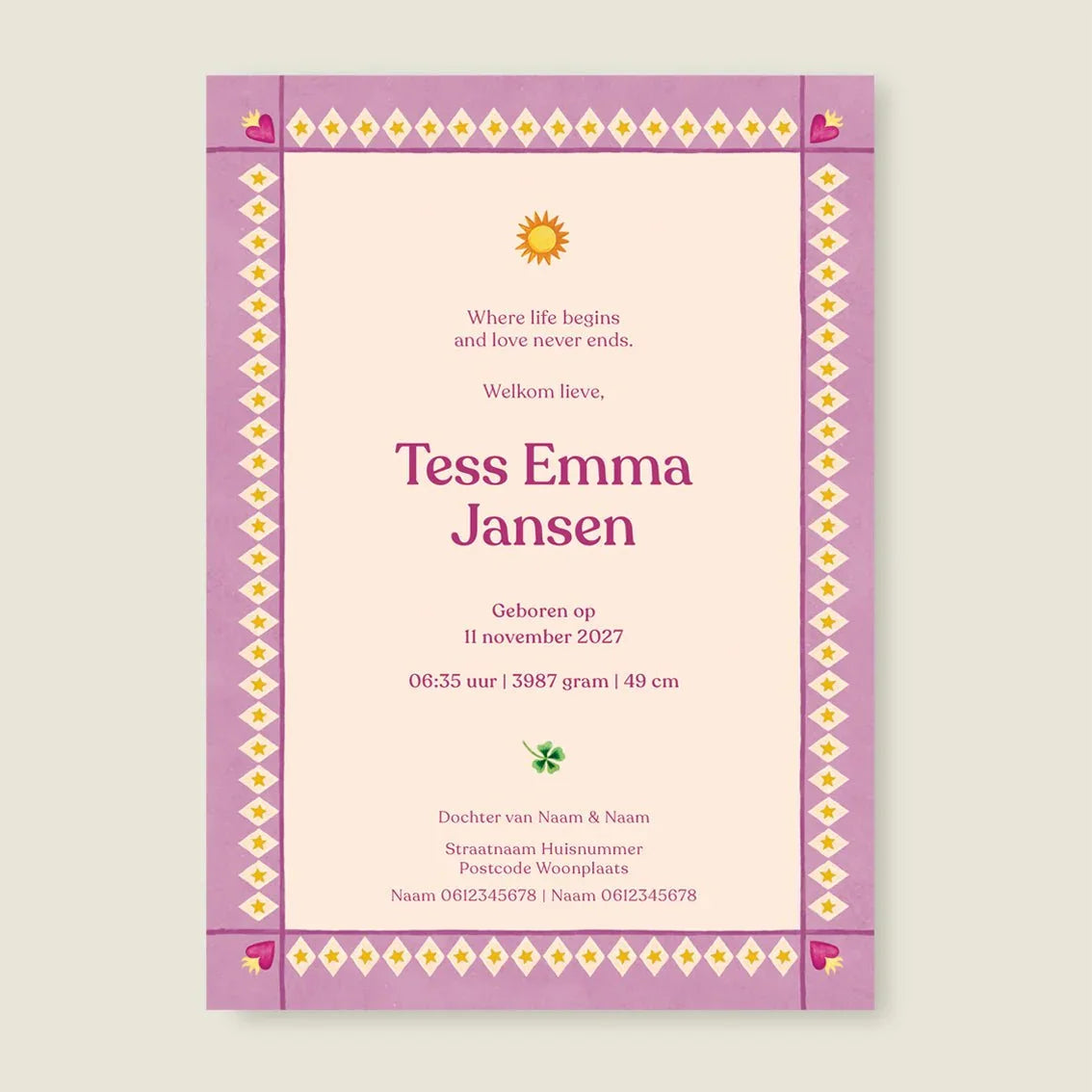 Sample Lovely Lion Heart Pink - Story of July