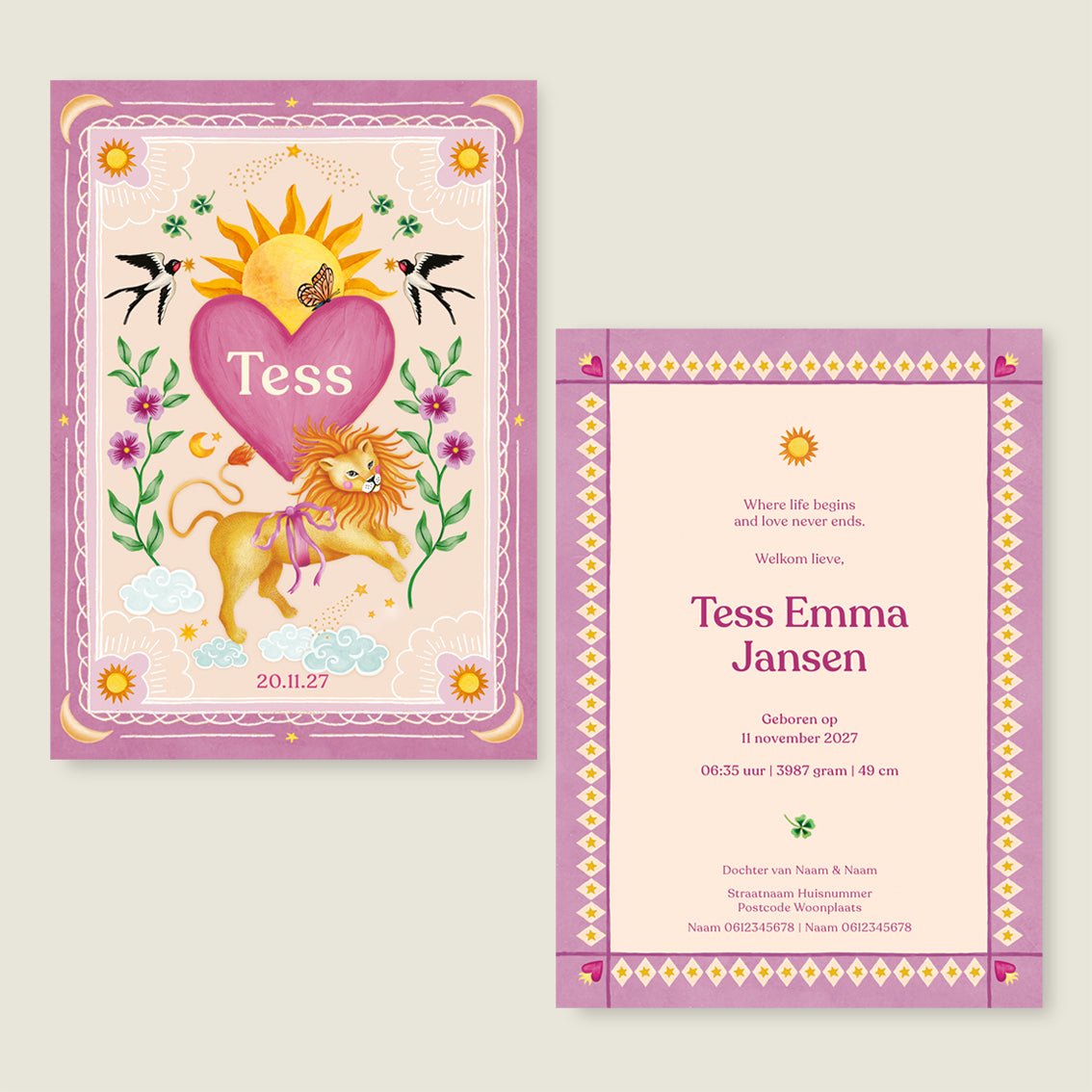 Sample Lovely Lion Heart Pink - Story of July