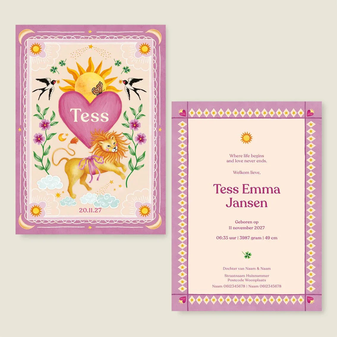 Sample Lovely Lion Heart Pink - Story of July