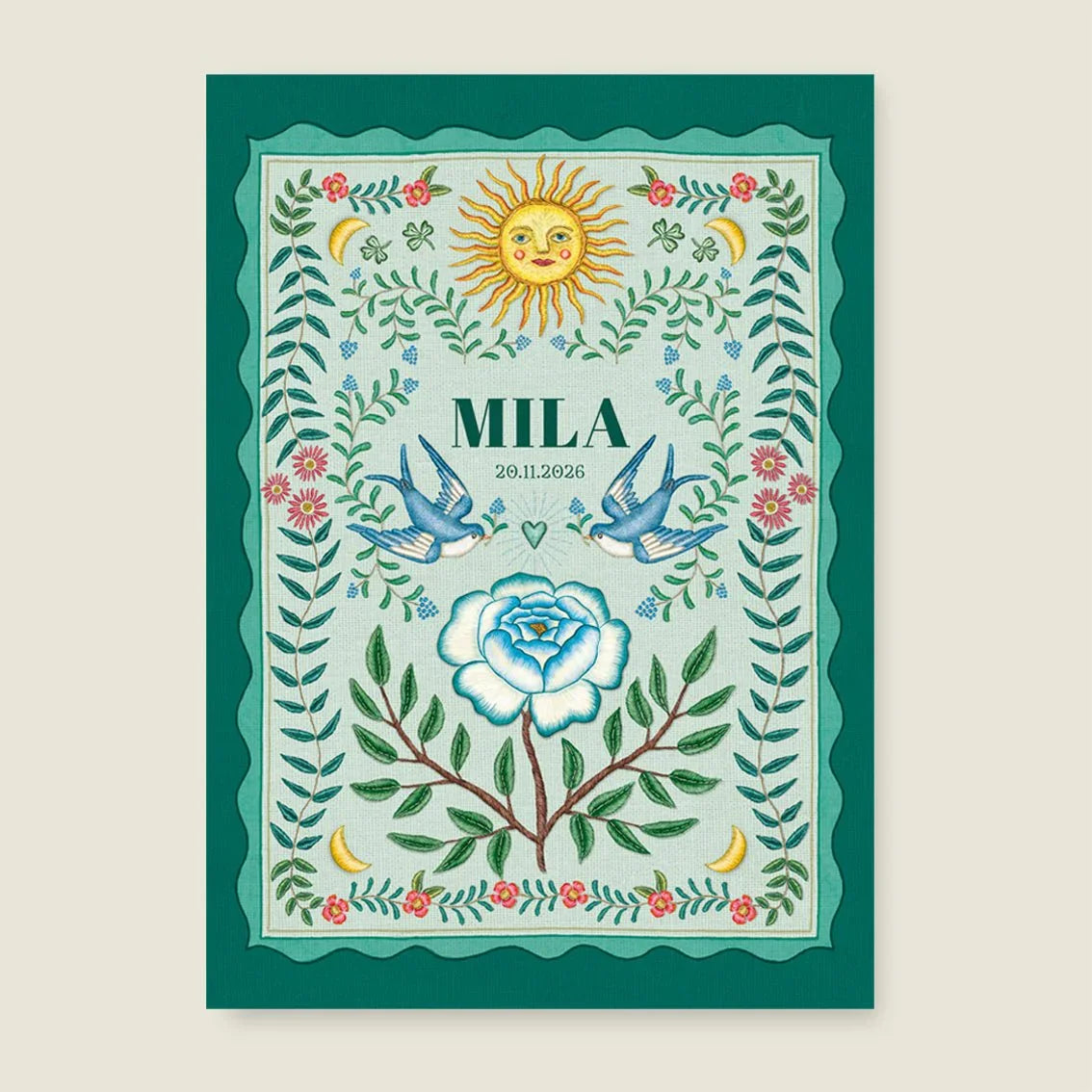 Sample Sparrow Birds Green - Story of July