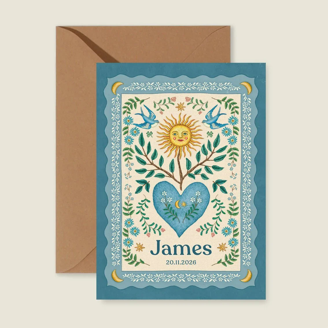 Sample Sparrow Birds Light Blue - Story of July