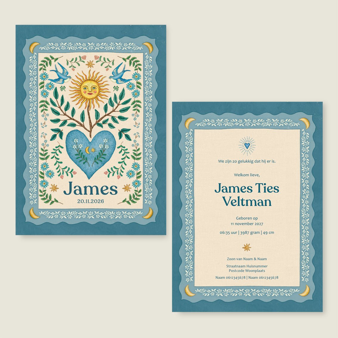 Sample Sparrow Birds Light Blue - Story of July