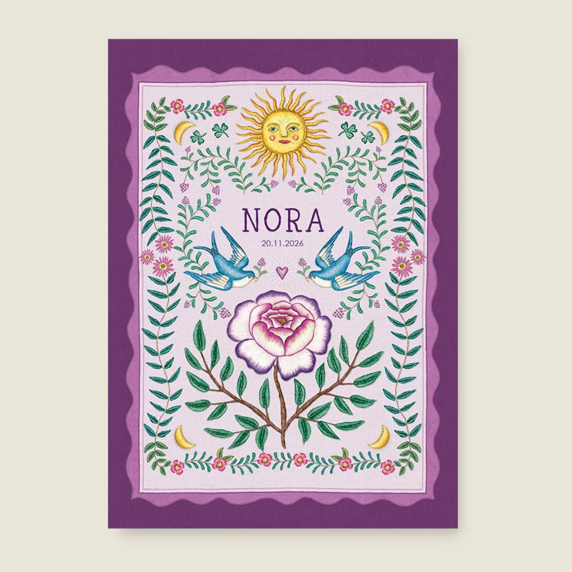 Sample Sparrow Birds Purple - Story of July