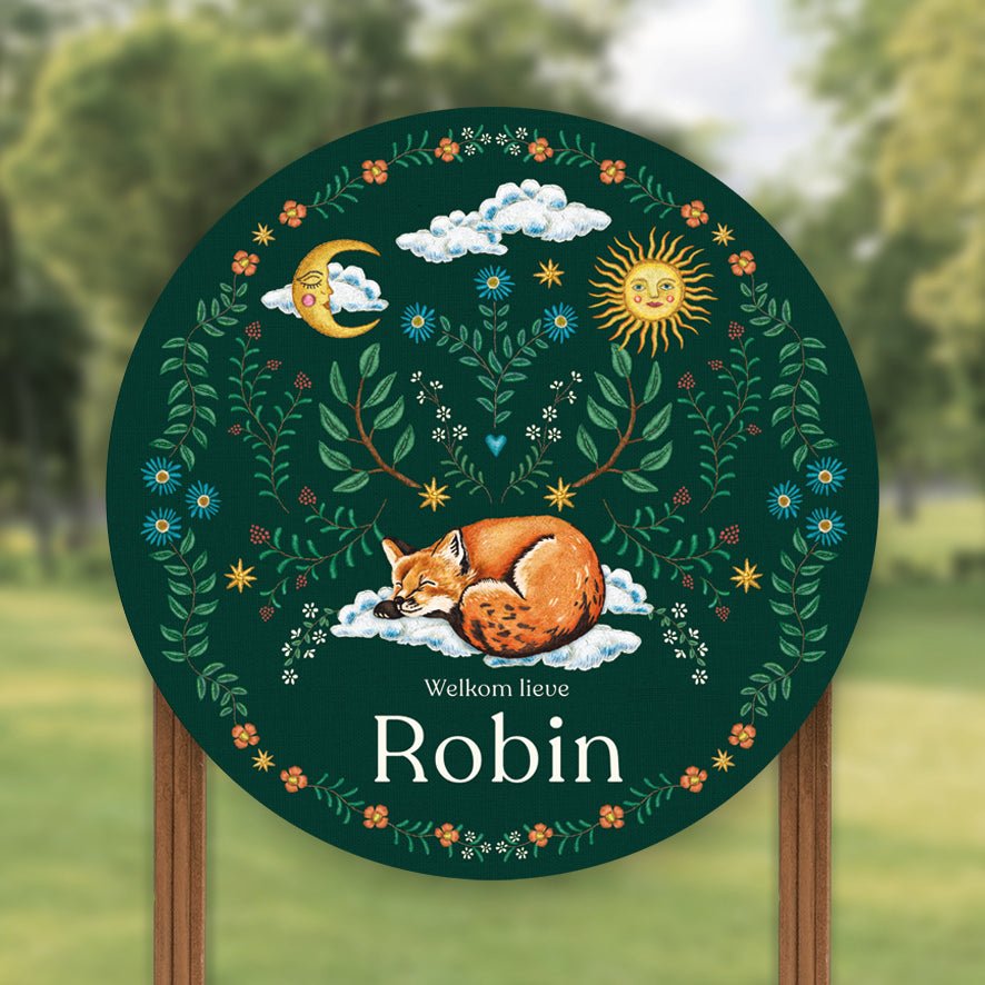 Tuinbord Embroider Fox Darkgreen - Story of July