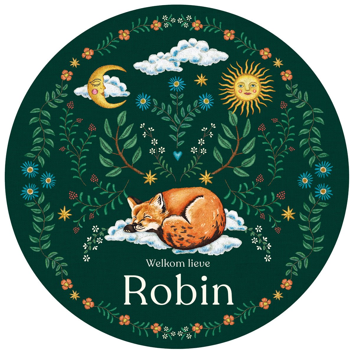 Tuinbord Embroider Fox Darkgreen - Story of July