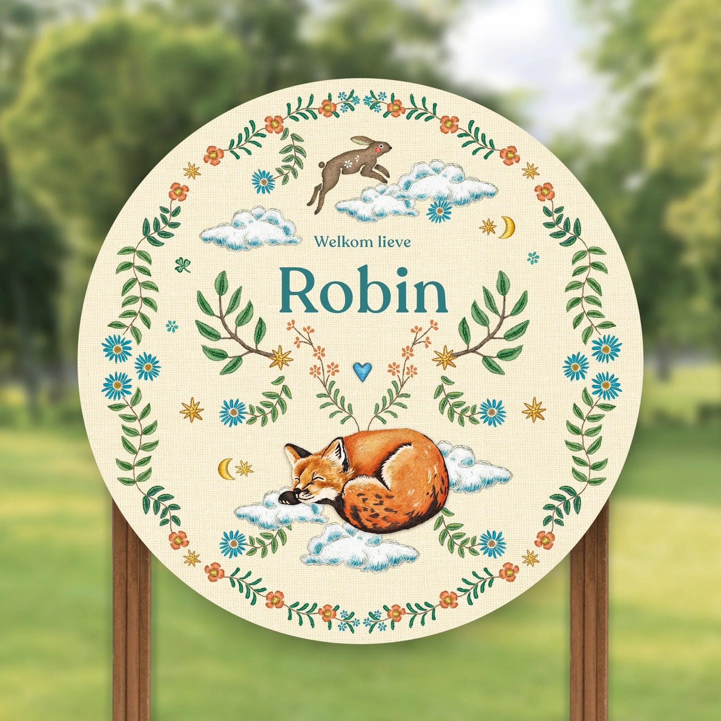 Tuinbord Embroider Rabbit Offwhite - Story of July