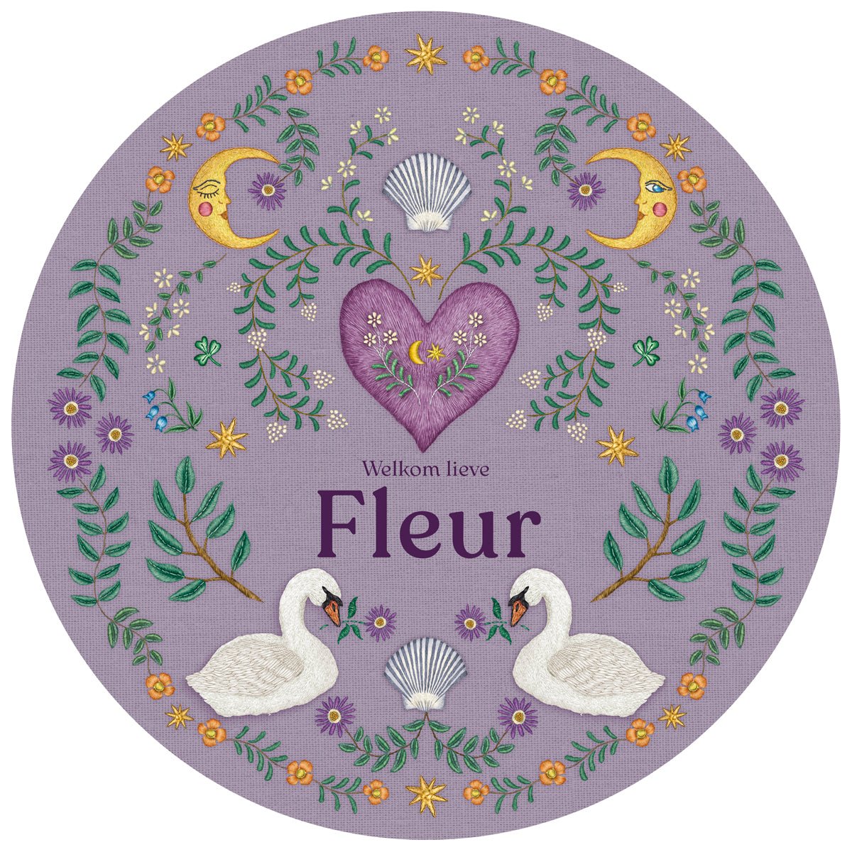 Tuinbord Embroider Swan Purple - Story of July