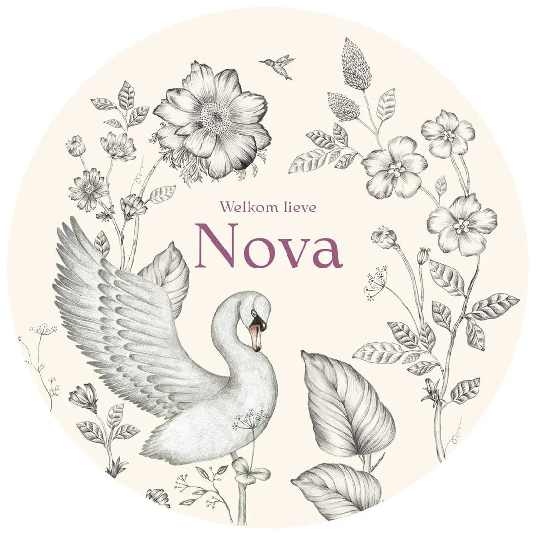Tuinbord Swan Flowers Offwhite - Story of July