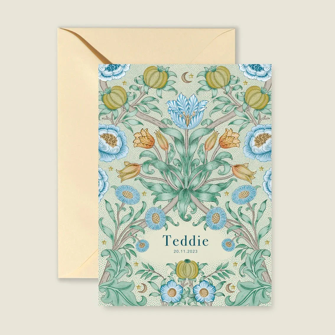 Geboortekaartje Blooming Flowers Blue - Story of July