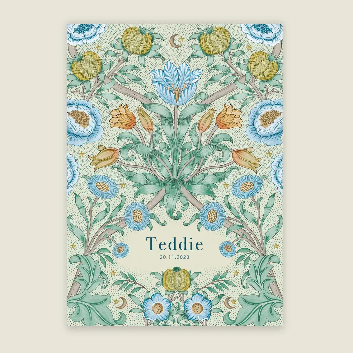 Geboortekaartje Blooming Flowers Blue - Story of July